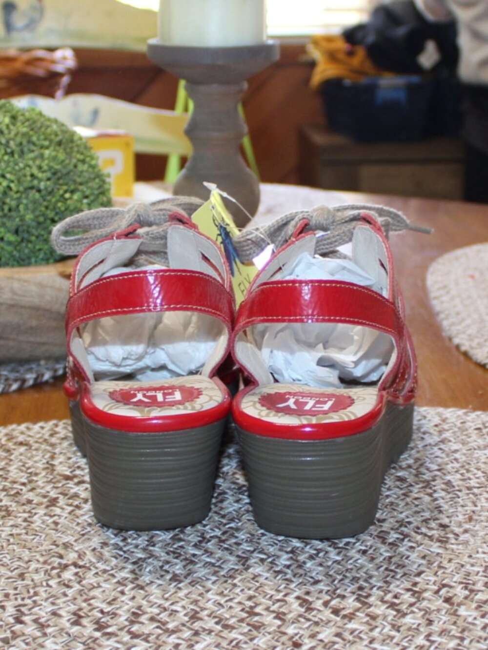 NWT Fly London YITO red leather lace from wedges size 40 (women's 9.5 to 10) - Picture 6 of 14